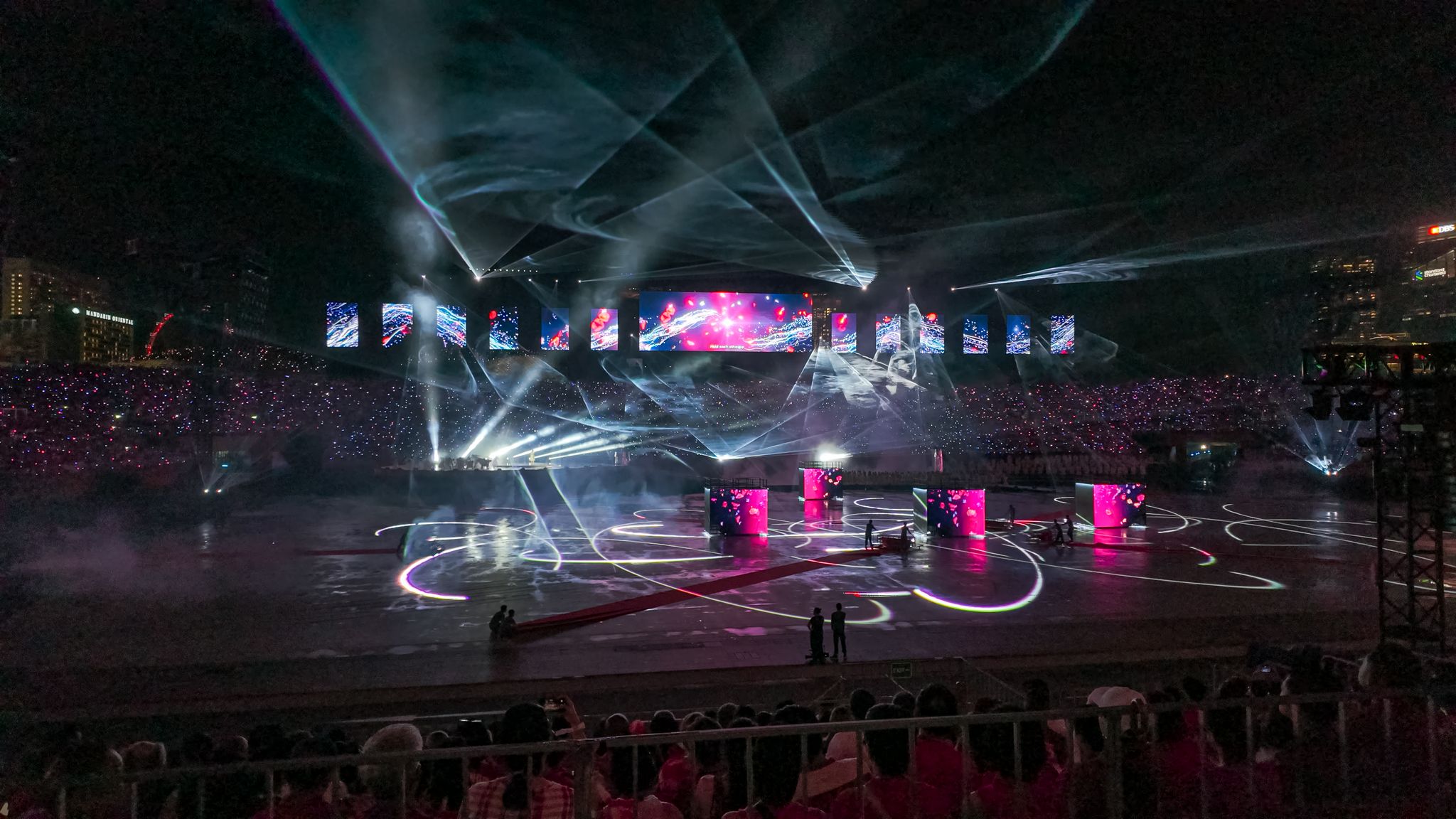 National Day Parade 2024 multimedia stage visuals at the Padang