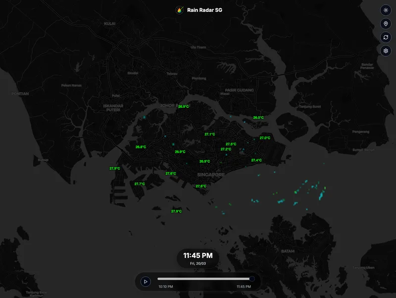 Realtime Singapore rain map with playback controls