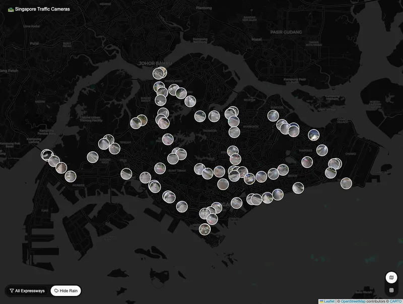 Singapore Traffic Cameras map and live road camera interface