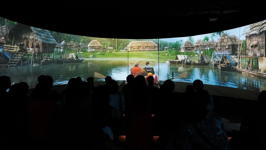 Animated historical scene from From Singapore to Singaporean: The Bicentennial Experience